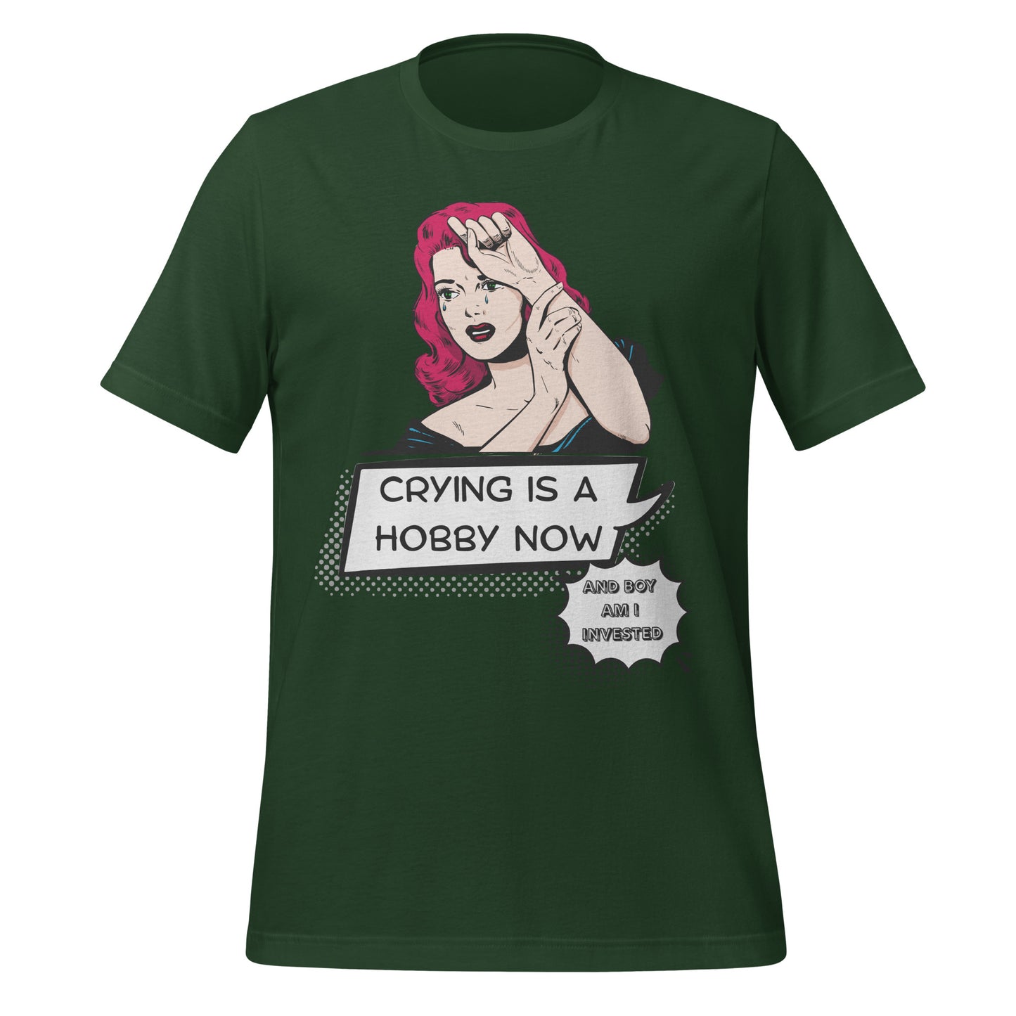 Crying is a Hobby T-Shirt High Quality Cotton XS - 5XL Comic Style Red Head
