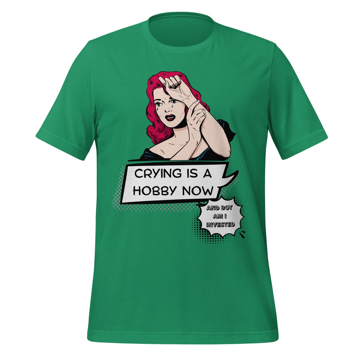 Crying is a Hobby T-Shirt High Quality Cotton XS - 5XL Comic Style Red Head