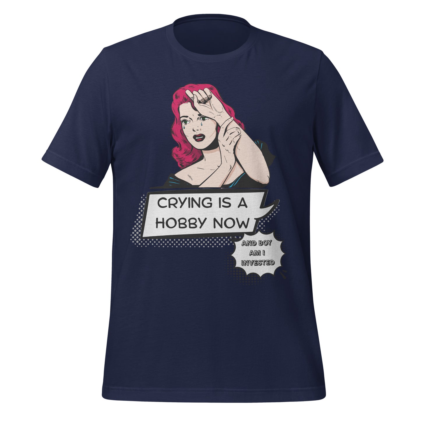 Crying is a Hobby T-Shirt High Quality Cotton XS - 5XL Comic Style Red Head