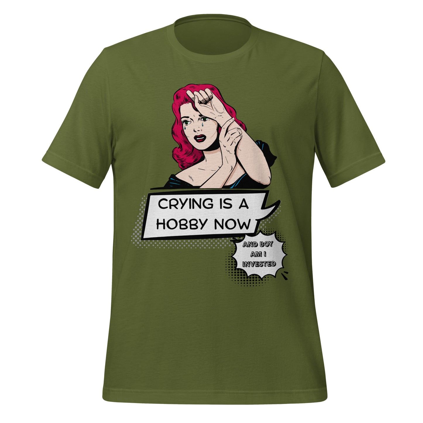 Crying is a Hobby T-Shirt High Quality Cotton XS - 5XL Comic Style Red Head
