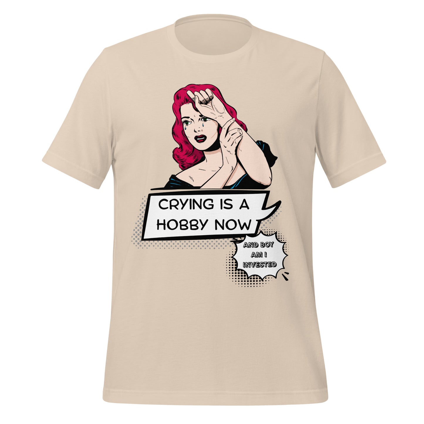 Crying is a Hobby T-Shirt High Quality Cotton XS - 5XL Comic Style Red Head