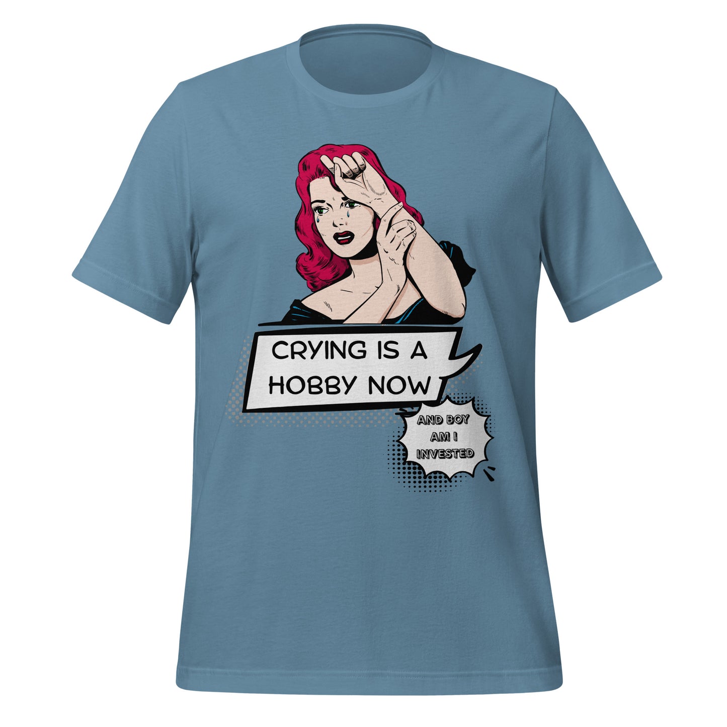 Crying is a Hobby T-Shirt High Quality Cotton XS - 5XL Comic Style Red Head