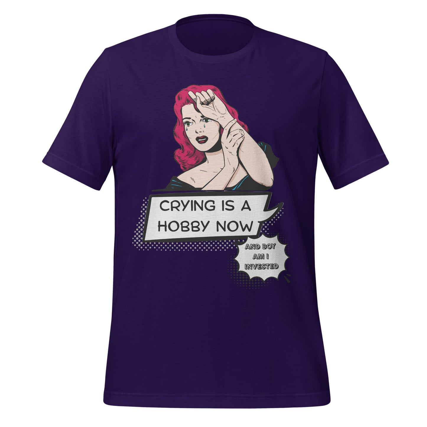 Crying is a Hobby T-Shirt High Quality Cotton XS - 5XL Comic Style Red Head