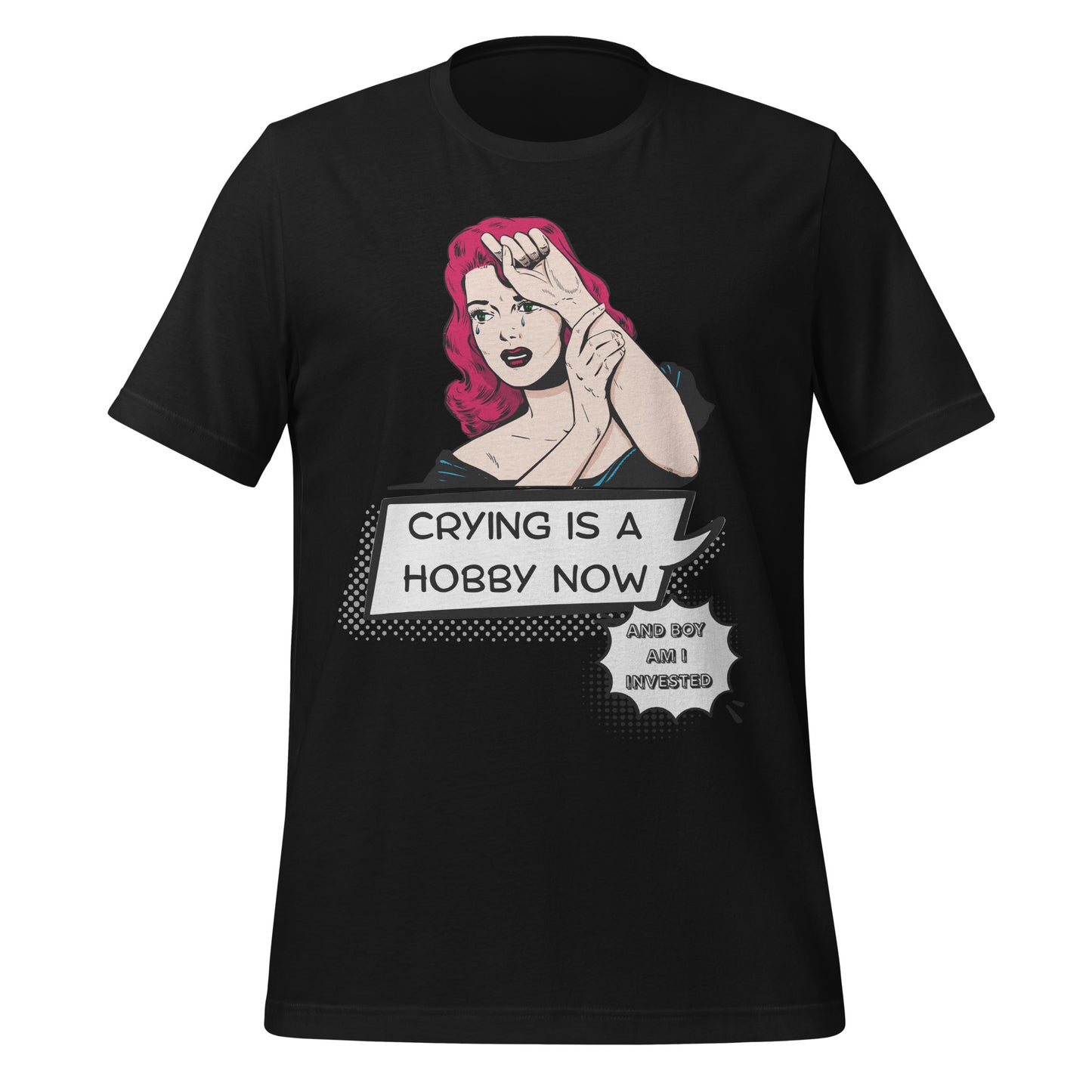 Crying is a Hobby T-Shirt High Quality Cotton XS - 5XL Comic Style Red Head