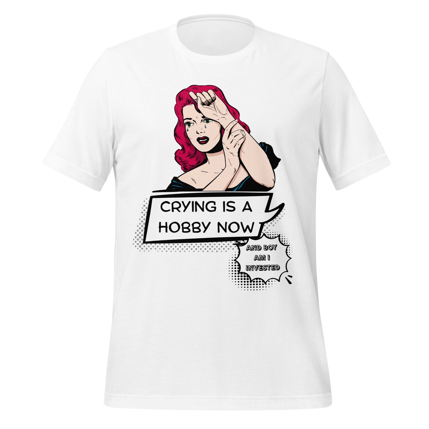 Crying is a Hobby T-Shirt High Quality Cotton XS - 5XL Comic Style Red Head